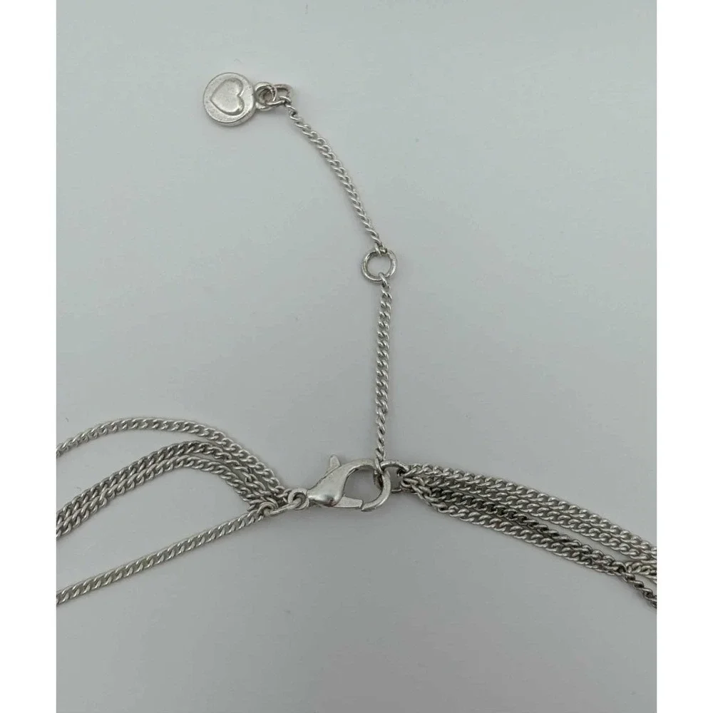 Vintage‎ 3 Strand Silver Toned Necklace With Pendants